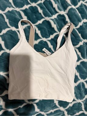 lululemon athletica White Crop Tank with Beige Trim
